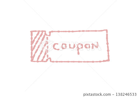 Handwritten-style coupon ticket illustration - pink Handwritten-style coupon ticket illustration - pink 138246533