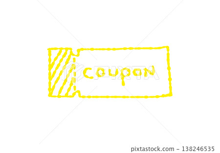 Handwritten-style coupon ticket illustration - yellow Handwritten-style coupon ticket illustration - yellow 138246535