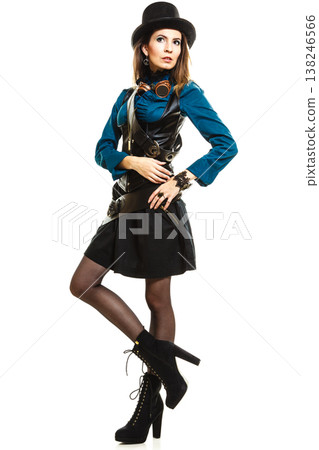 Cool girl in steampunk style. Cool girl in steampunk style. 138246566