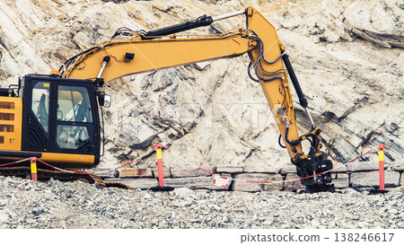 Heavy machine working on construction site, Norway Heavy machine working on construction site, Norway 138246617
