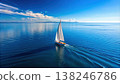Sailboat Gliding on a Calm Ocean Under a Blue Sky. Generative AI 138246786