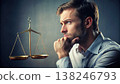 Man Contemplating Decision With Scales of Justice. Generative AI 138246793