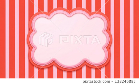 Decorative cloud frame with pink and red stripes background for text 138246885