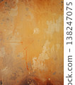 Aged orange plaster wall with cracks and peeling paint. Vintage grunge texture background for design, mockup, banners and creative projects with copy space. AI generated image 138247075