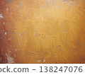 Aged orange plaster wall with cracks and peeling paint. Vintage grunge texture background for design, mockup, banners and creative projects with copy space. AI generated image 138247076