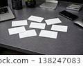 Blank Business Cards Mockup on Modern Office Desk. AI generated image. 138247083