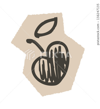 Apple Doodle On Torn Paper Line Art 138247135