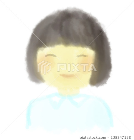 一幅溫柔柔和的插畫,描繪了一個留著簡單波波頭的女孩。 一幅溫柔柔和的插畫,描繪了一個留著簡單波波頭的女孩。 138247158