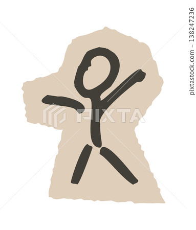 Stick figure person with raised arm Stick figure person with raised arm 138247236