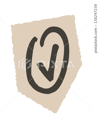 Check mark inside rough oval badge 138247239