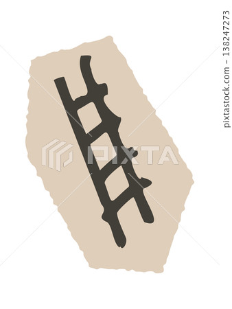 Ladder petroglyph carved rough stone shard Ladder petroglyph carved rough stone shard 138247273