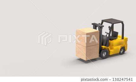 Forklift Carrying Boxes Logistics And Warehouse Concept 3d render. 138247541