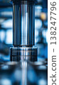 Chrome hydraulic press cylinder with polished surface in industrial manufacturing environment 138247796
