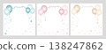 Set of air balloons in cute pastel blue, pink, beige colors on isolated background. Illustration with ballons, stars for happy birthday kid party. Drawing for greeting cards or invitations.  138247862
