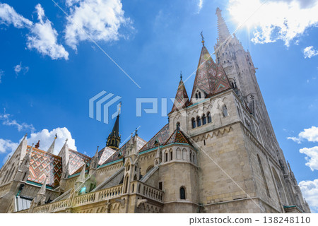 Rooftop of the Matthias church in Buda Castle in Budapest, Hungary 138248110