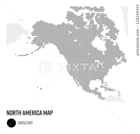 World map (coarse dot pattern): North America, Central America, and the Caribbean region, grouped by country. World map (coarse dot pattern): North America, Central America, and the Caribbean region, grouped by country. 138248455