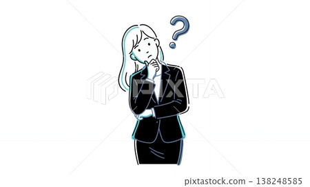 A company employee who has doubts or worries and is deep in thought with a question mark floating above their head. A company employee who has doubts or worries and is deep in thought with a question mark floating above their head. 138248585