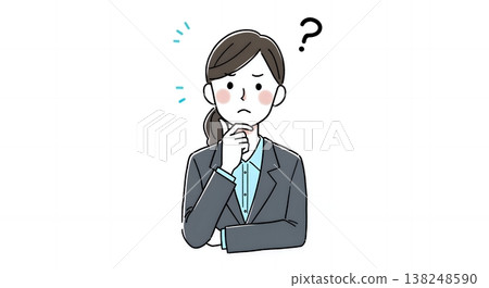 一位心存疑慮或擔憂的公司員工,陷入沉思,頭頂上方浮現出一個問號。 一位心存疑慮或擔憂的公司員工,陷入沉思,頭頂上方浮現出一個問號。 138248590
