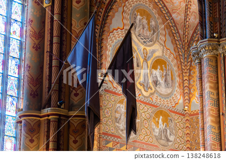 Richly decorated interior of Matthias church in Buda Castle in Budapest, Hungary Richly decorated interior of Matthias church in Buda Castle in Budapest, Hungary 138248618