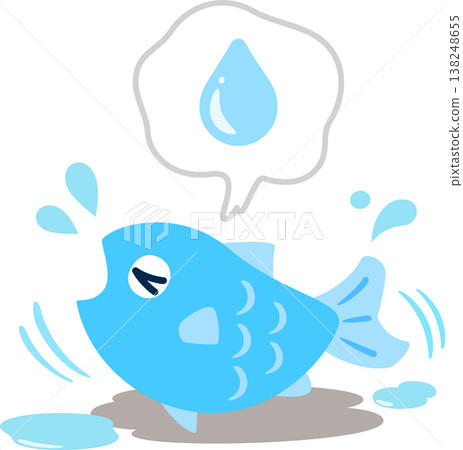 A fish character that has been washed out of the water A fish character that has been washed out of the water 138248655