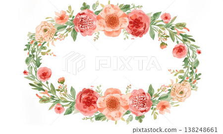 Scandinavian-style botanical flower circular frame with copy space 138248661