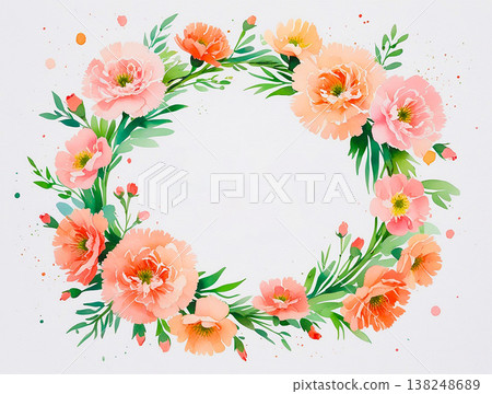 母親節康乃馨水彩花環相框材料 138248689