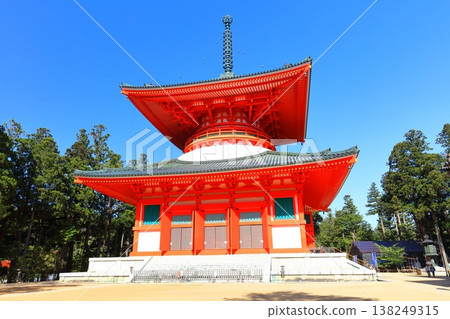 [Wakayama Prefecture] The Konpon Daito of Danjo Garan at Mt. Koya on a clear day 138249315