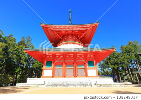 [Wakayama Prefecture] The Konpon Daito of Danjo Garan at Mt. Koya on a clear day 138249317
