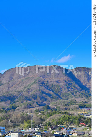 Mount Mitsumine, cherry blossom season, view from Tsukiyono Ohashi Bridge Mount Mitsumine, cherry blossom season, view from Tsukiyono Ohashi Bridge 138249469
