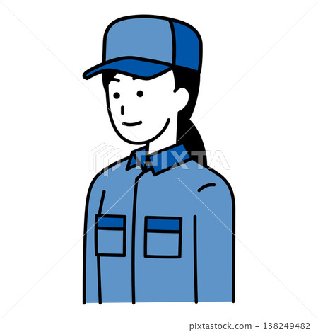 一位身穿背帶褲的女士正目視前方。 一位身穿背帶褲的女士正目視前方。 138249482