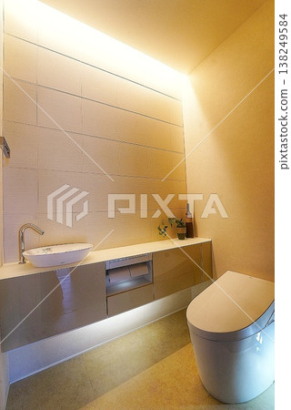 Bright and clean new house toilet 138249584