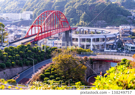 Ondo Bridge and Ondo Strait in late autumn, as seen from Ondo-no-Seto Park (Part 4), Kure City, Hiroshima Prefecture 138249757