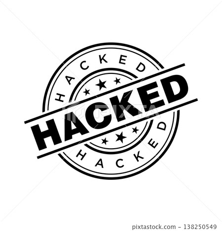 Hacked Letter Rubber Stamp Vector Design Template 138250549