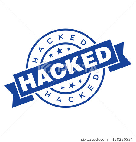 Hacked Letter Rubber Stamp Vector Design Template 138250554