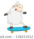 Cute sheep riding skateboard cartoon character fun sport illustration design 138251012
