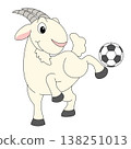 Cute goat playing soccer cartoon character sport fun illustration design 138251013