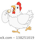 Cute chicken holding microphone cartoon illustration isolated background simple 138251019