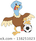 Cute turkey bird cartoon character illustration isolated playful animal design 138251023