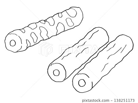 Line art illustration, simple illustration, chikuwa (fish cake) Line art illustration, simple illustration, chikuwa (fish cake) 138251173