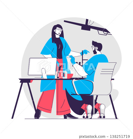 Chemical laboratory web concept. Scientists doing experiments in flask. Scientific research people scene. Flat characters design for website. Vector illustration for social media promotional materials Chemical laboratory web concept. Scientists doing experiments in flask. Scientific research people scene. Flat characters design for website. Vector illustration for social media promotional materials 138251719