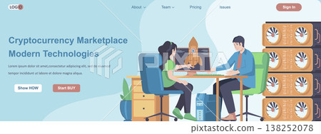 Cryptocurrency Marketplace Modern Technologies web banner 138252078