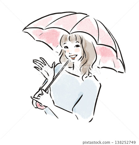 自然美的日本女性插畫（水彩風格，廣告素材） 138252749