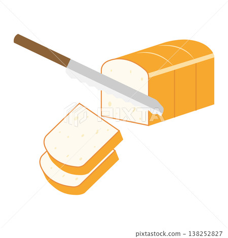 An illustration of someone slicing a loaf of bread with a bread knife. An illustration of someone slicing a loaf of bread with a bread knife. 138252827