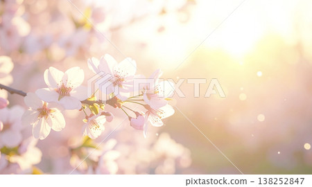 背景素材為盛開的櫻花和柔和的春光。 138252847
