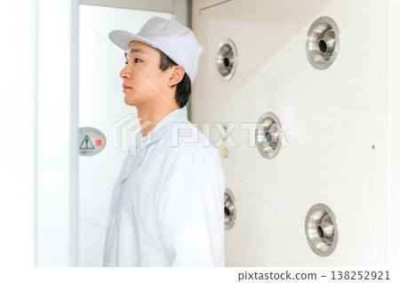 People who work in factories with air showers and clean rooms People who work in factories with air showers and clean rooms 138252921