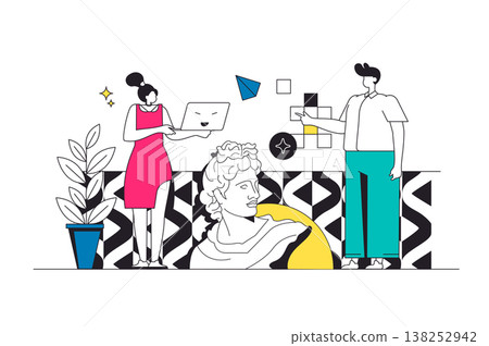 Designer Agency Outline Illustration 138252942