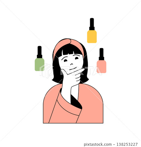 Beauty salon concept with cartoon people in flat design for web. Woman getting manicure and pedicure, choosing nail polish colors. Vector illustration for social media banner, marketing material. Beauty salon concept with cartoon people in flat design for web. Woman getting manicure and pedicure, choosing nail polish colors. Vector illustration for social media banner, marketing material. 138253227