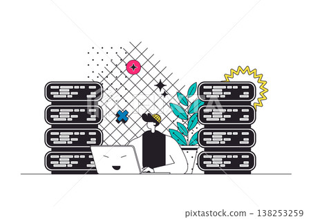 Data Center Outline Illustration Data Center Outline Illustration 138253259
