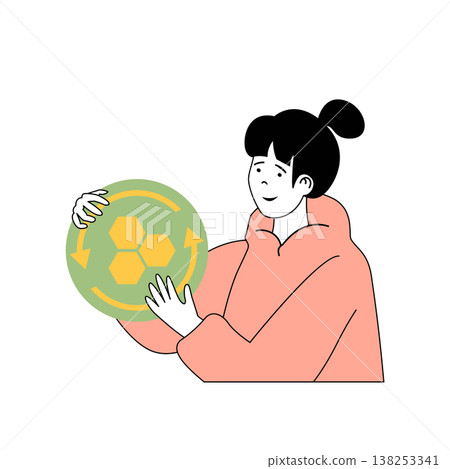 Beauty salon concept with cartoon people in flat design for web. Woman using organic skincare products for regeneration and recovery. Vector illustration for social media banner, marketing material. 138253341