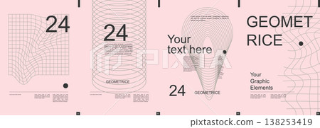 Geometric modern banner with trendy minimalist typography design. Poster templates with dynamic mesh shapes, fractal lines in cylindrical and abstract forms and text elements. Vector illustration. Geometric modern banner with trendy minimalist typography design. Poster templates with dynamic mesh shapes, fractal lines in cylindrical and abstract forms and text elements. Vector illustration. 138253419